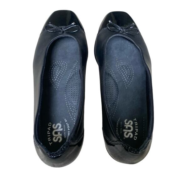 SAS Tripad Coco Ballet Flat Size 8 Black Leather Bow Academia Twee Y2K Comfort - Picture 11 of 16
